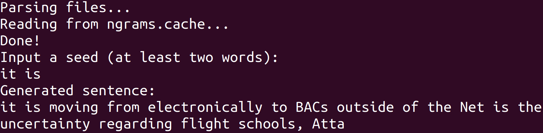 A randomly generated sentence based on a prompt